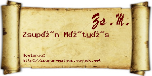 Zsupán Mátyás névjegykártya